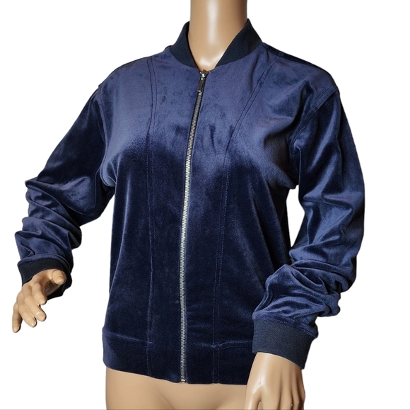 Natori velvety navy zip jacket - Picture 1 of 15